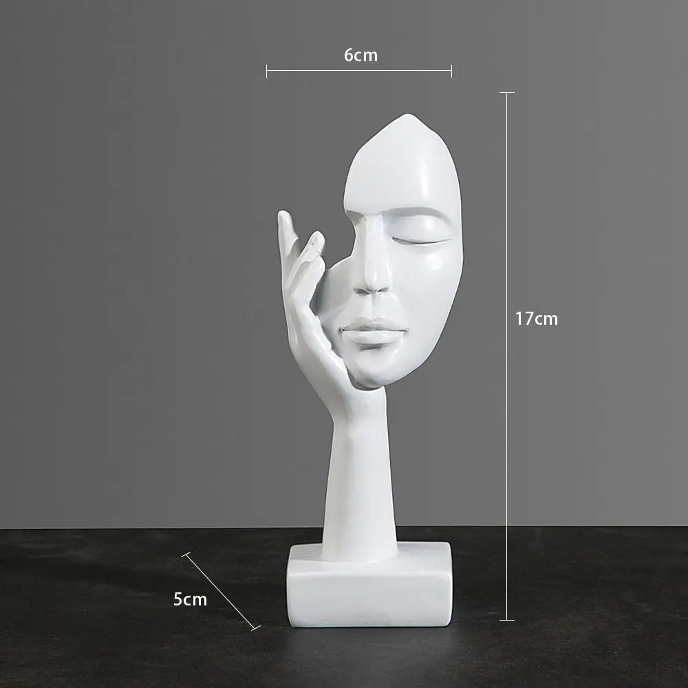 Abstrakt Ansigt Skulptur Harpiks Design | Fritstående Dekorativ Figur Til Indendørs Brug | Hylde Skrivebord Entré & Boligindretning | Vanero
