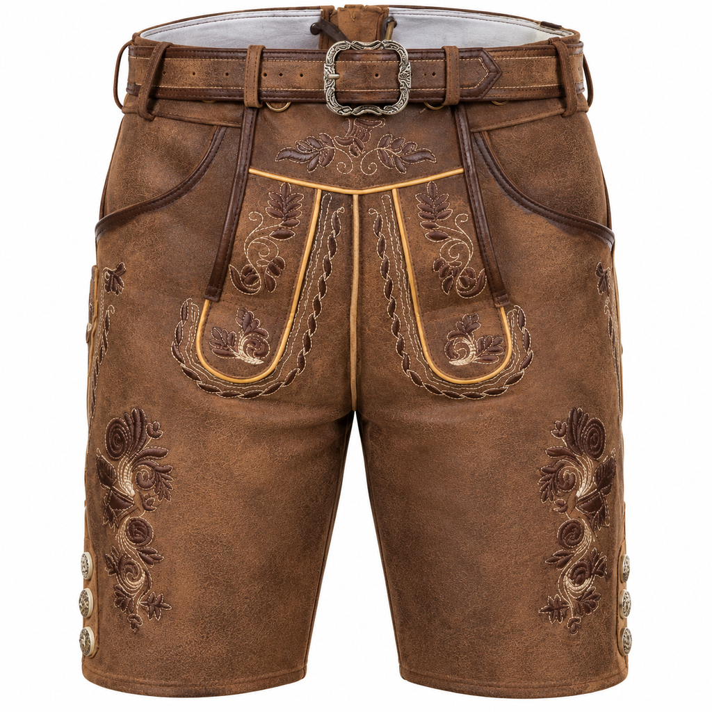 Herre Lederhosen Polyesterfiber | Traditionel Bayersk Stil Shorts | Oktoberfest Design Til Folkefester & Kulturelle Events | Vanero