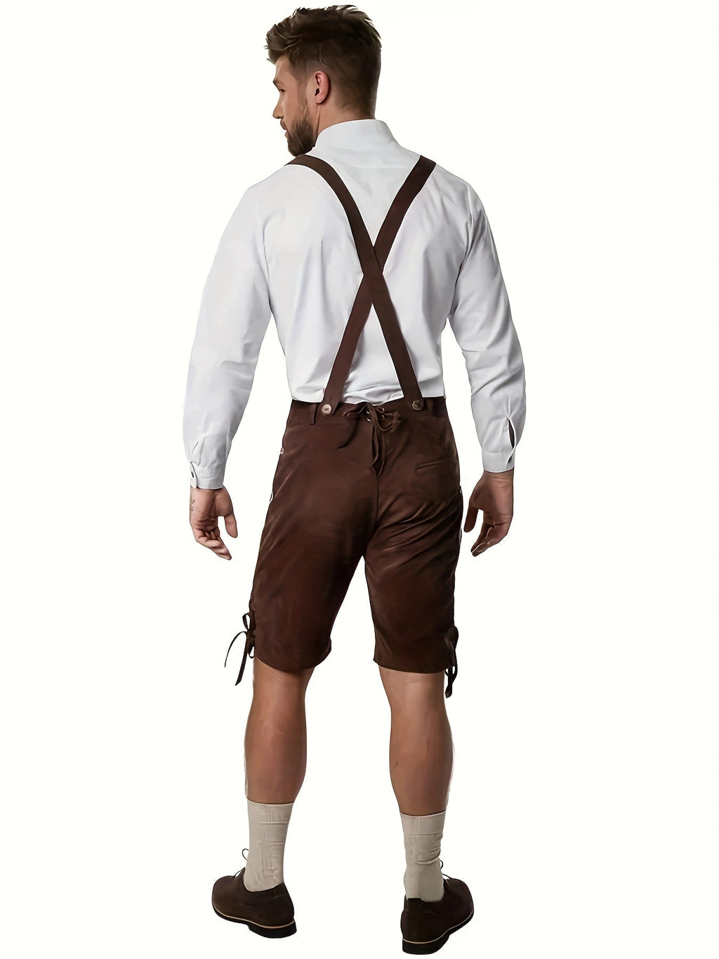 Herre Lederhosen Tekstilmateriale | Justerbare Seler Festivalshorts | Broderet Design Til Oktoberfest & Events | Vanero