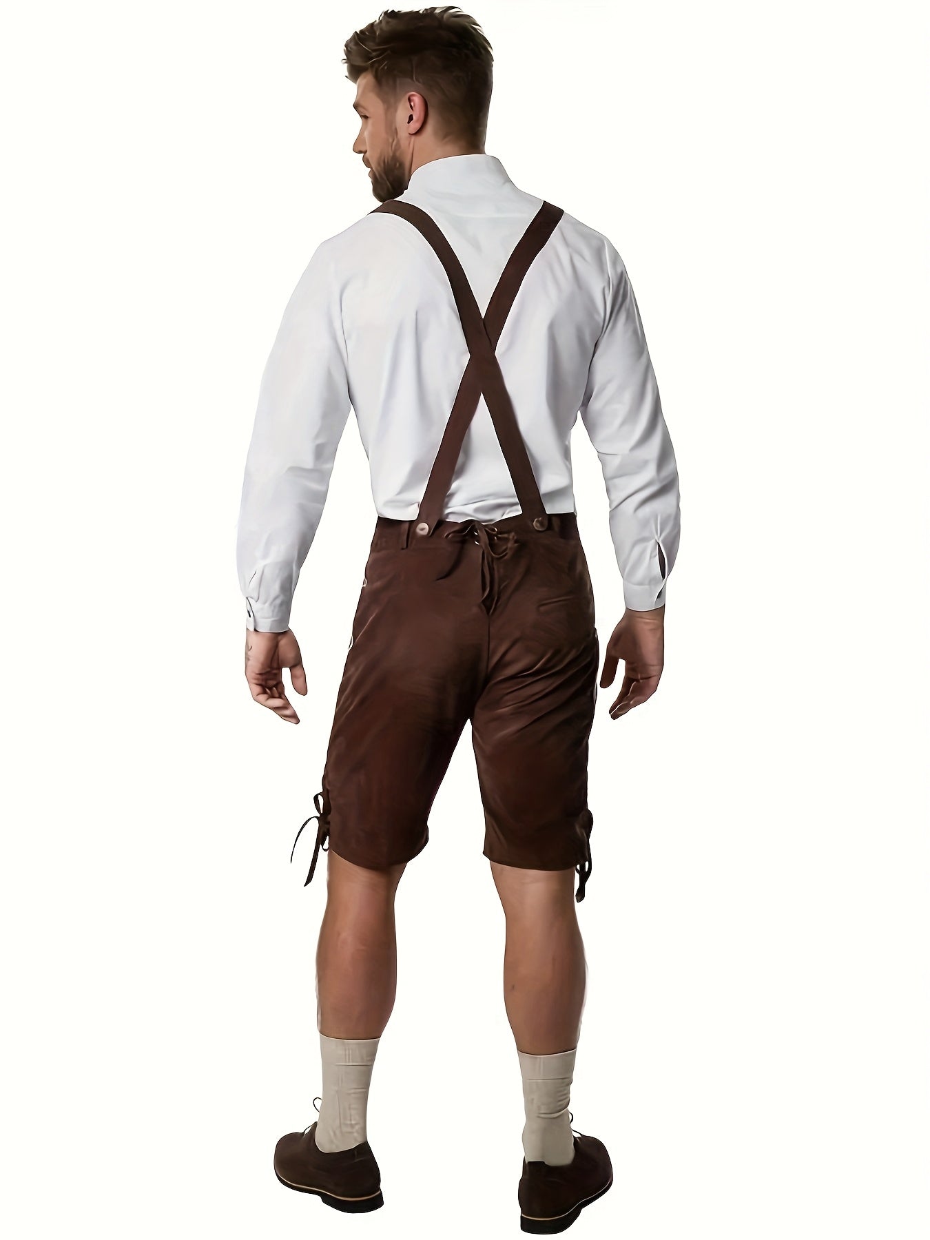 Herre Lederhosen Tekstilmateriale | Justerbare Seler Festivalshorts | Broderet Design Til Oktoberfest & Events | Vanero