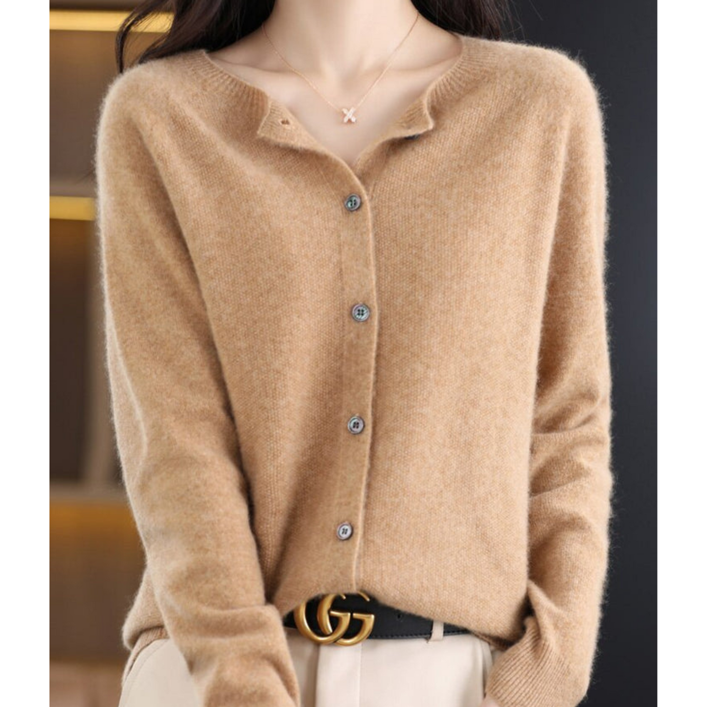 Strikket cardigan | Ren Merinould Damer - O-hals | Vanero