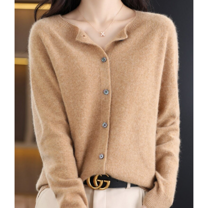 Strikket cardigan | Ren Merinould Damer - O-hals | Vanero