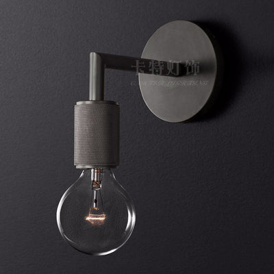 Bare Pære Metal Væglampe | Minimalistisk 1/2 Lys Indendørs Sconce i Sort/Messing/Krom med Firkantet Arm | Vanero