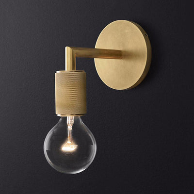 Bare Pære Metal Væglampe | Minimalistisk 1/2 Lys Indendørs Sconce i Sort/Messing/Krom med Firkantet Arm | Vanero