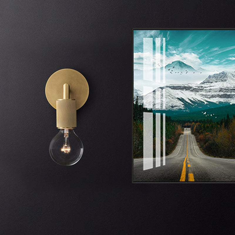 Bare Pære Metal Væglampe | Minimalistisk 1/2 Lys Indendørs Sconce i Sort/Messing/Krom med Firkantet Arm | Vanero