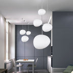 Glas Pendellampe Med Pebble Inspireret Skærm | Creme Glas Konstruktion Med E26 Fatning | Belysning Til Spisestue & Køkken | Vanero