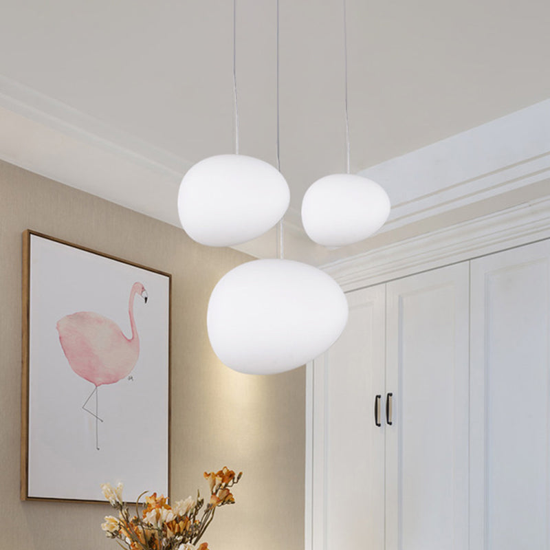 Glas Pendellampe Med Pebble Inspireret Skærm | Creme Glas Konstruktion Med E26 Fatning | Belysning Til Spisestue & Køkken | Vanero