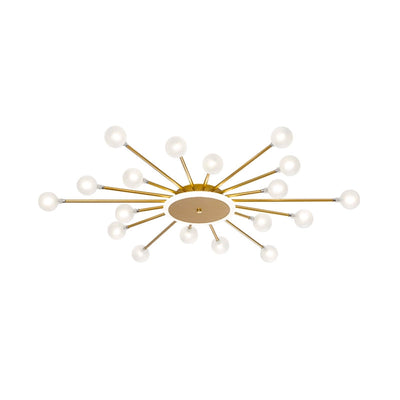 Postmoderne Starburst-Loftslampe med Frostet glas | loftlampe med 18 pærer i Sort/Guld | Vanero