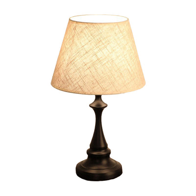 Nordic Empire Shade Natlampe Stof 1 | Lys Stuelampe med Cylinder/Tåreformet Base i Sort/Hvid | Vanero