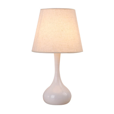 Nordic Empire Shade Natlampe Stof 1 | Lys Stuelampe med Cylinder/Tåreformet Base i Sort/Hvid | Vanero