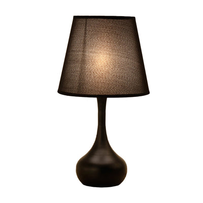 Nordic Empire Shade Natlampe Stof 1 | Lys Stuelampe med Cylinder/Tåreformet Base i Sort/Hvid | Vanero