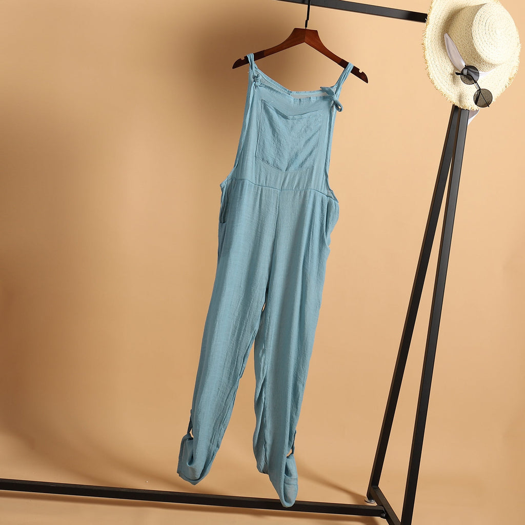 Dame Jumpsuit Bomulds-Polyesterblanding | Relaxed Fit Jumpsuit | Justerbare Stropper Design til Hverdagsbrug & Fritidsaktiviteter | Vanero