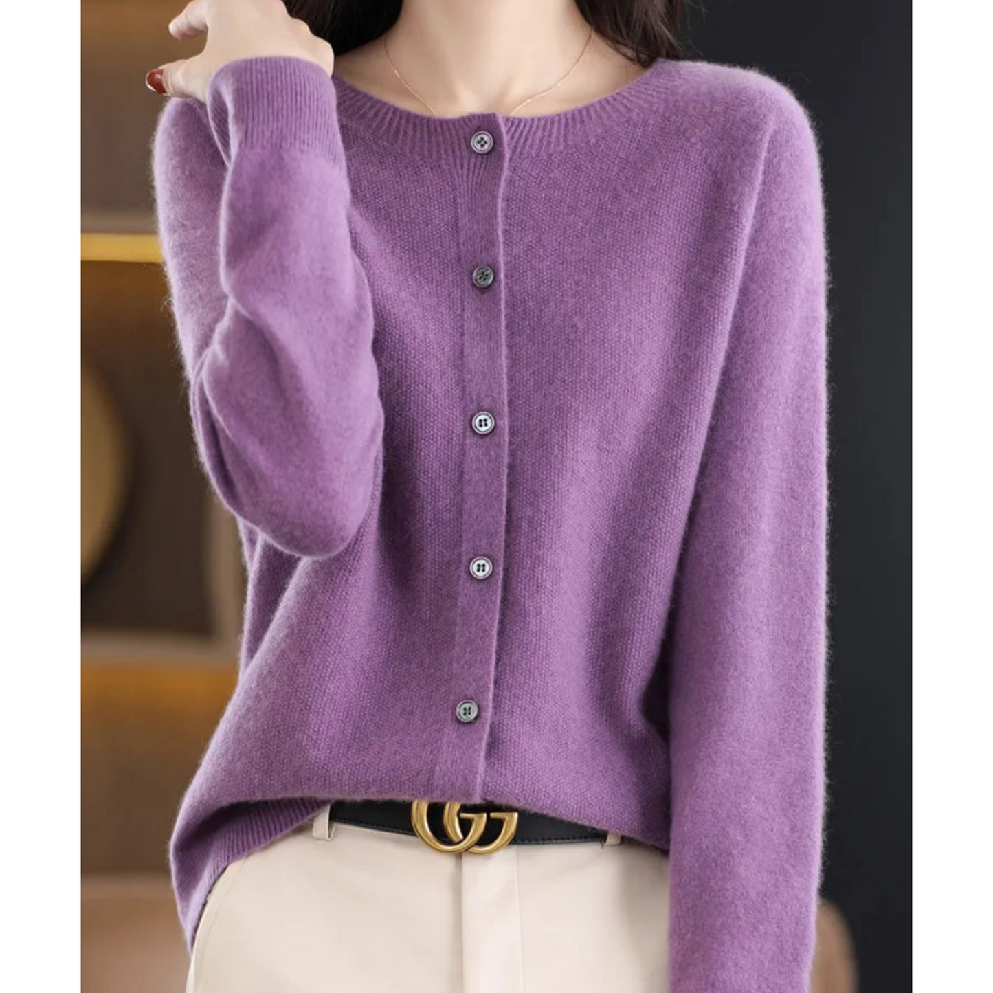 Strikket cardigan | Ren Merinould Damer - O-hals | Vanero