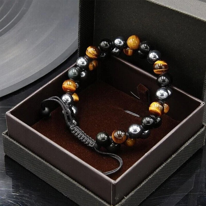 Tigerøje Armbånd Naturstensdesign | Justerbart Dobbeltlags Smykke | Til Hverdagsbrug & Særlige Anledninger | Vanero