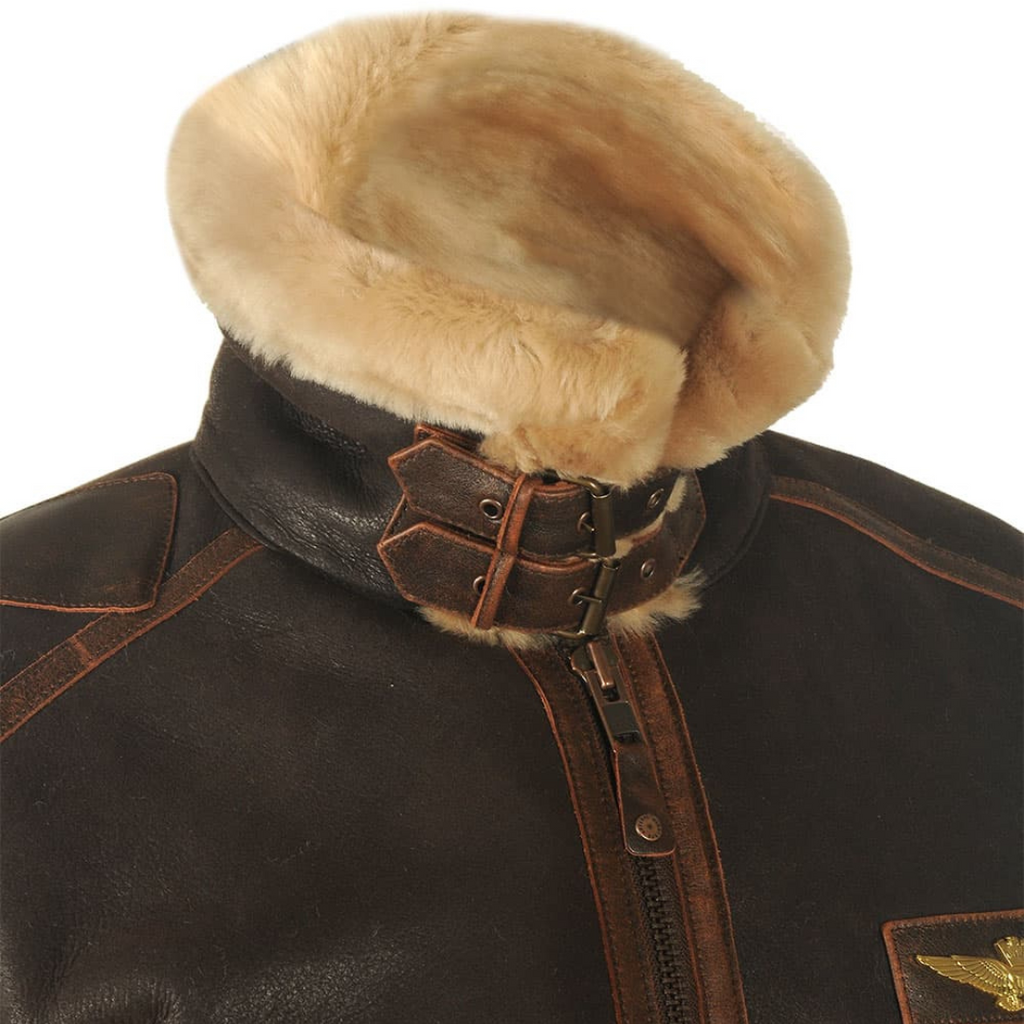Felix Læderlook Materiale | Regular Fit Pilotjakke | Klassisk Pilotdesign til Kølige Temperaturer & Daglig Brug | Vanero