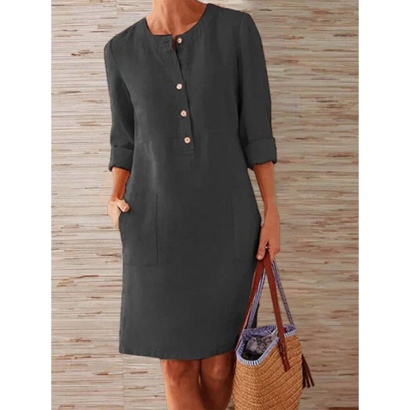 Afslappet Skjortekjole | Linnedlook | Enkel Elegance l Vanero