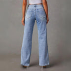 Damejeans | Design Med Høj Talje Udsvinget Bensnit | Hverdagsbrug & Festlige Outfits | Vanero