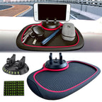 2-i-1 Dashboard Mobilholder | Skridsikker Silikonemåtte Med 360 Graders Holder | Håndfri Bilorganisering | Vanero
