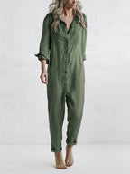 Dame Jumpsuit Bomuld | Relaxed Fit Jumpsuit | Multi-Lomme Design til Hverdagsbrug & Fritidsaktiviteter | Vanero
