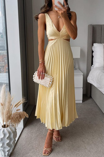 Sanne | Dame Plisseret Satin Kjole l Vanero