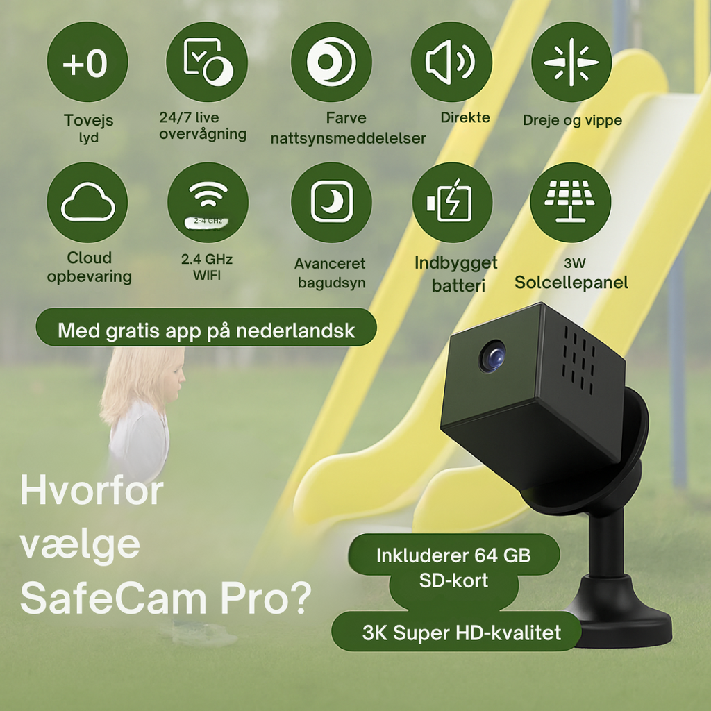 Trådløst Overvågningskamera Til Indendørs Brug | 1080P HD Med Bevægelsesdetektion & Natvision | WiFi Hjemmeovervågning | Vanero