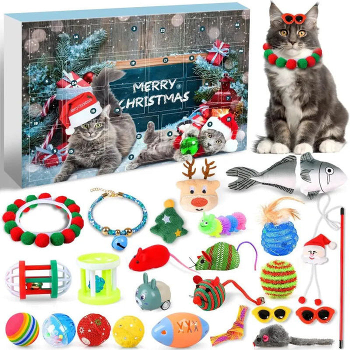 Adventskalender | 24 Kattelegetøjsoverraskelser | Jule Nedtælling til Katte Sæsonaktivitet | Vanero