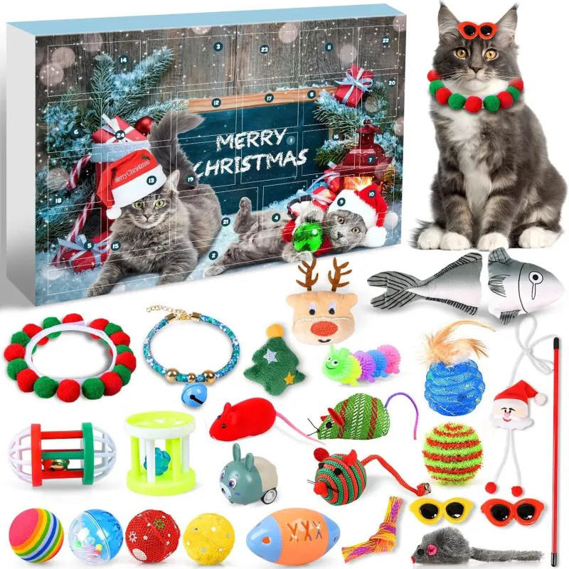 Adventskalender | 24 Kattelegetøjsoverraskelser | Jule Nedtælling til Katte Sæsonaktivitet | Vanero