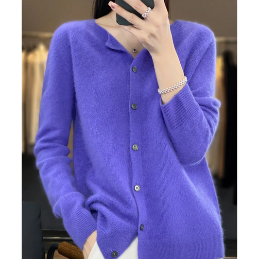 Strikket cardigan | Ren Merinould Damer - O-hals | Vanero