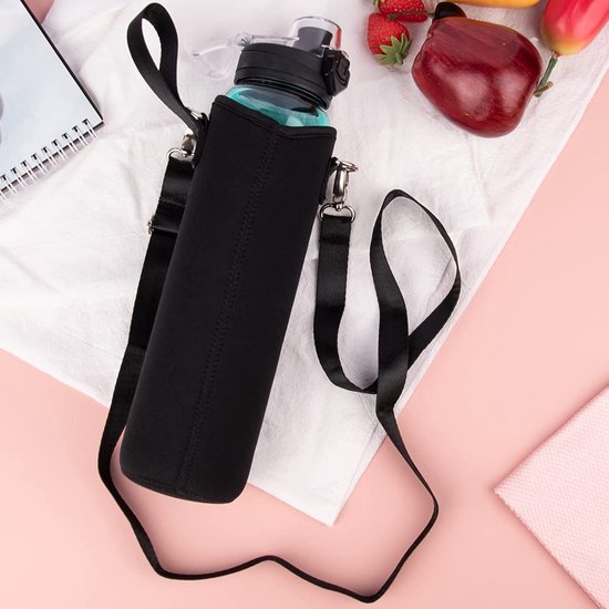 Glas Vandflaske 1L Med Tidsskala | Beskyttende Neopren Sleeve Konstruktion | Daglig Hydrering & Opbevaring Af Kolde Drikke | Vanero