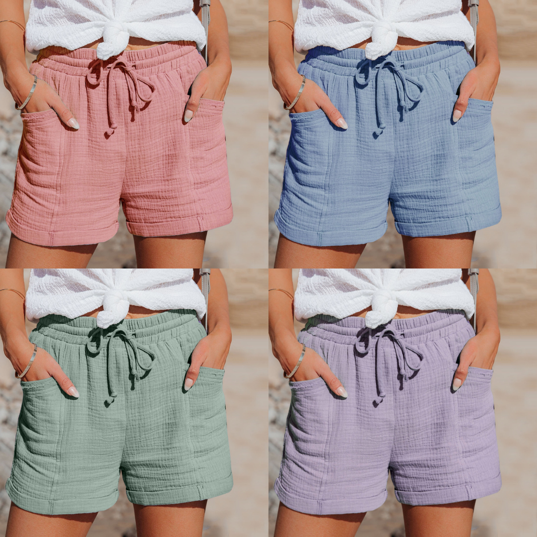 Dameshorts Bomuld | Relaxed Fit Shorts | Elastisk Talje Design til Hverdagsbrug & Fritidsaktiviteter | Vanero