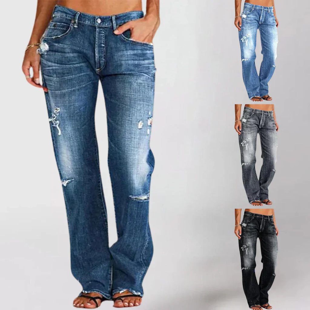 Dame Jeans Denim | Slim Fit Jeans Med Mellem Til Høj Talje | Klassisk Lommekonstruktion Til Hverdagsbrug & Fritid | Vanero