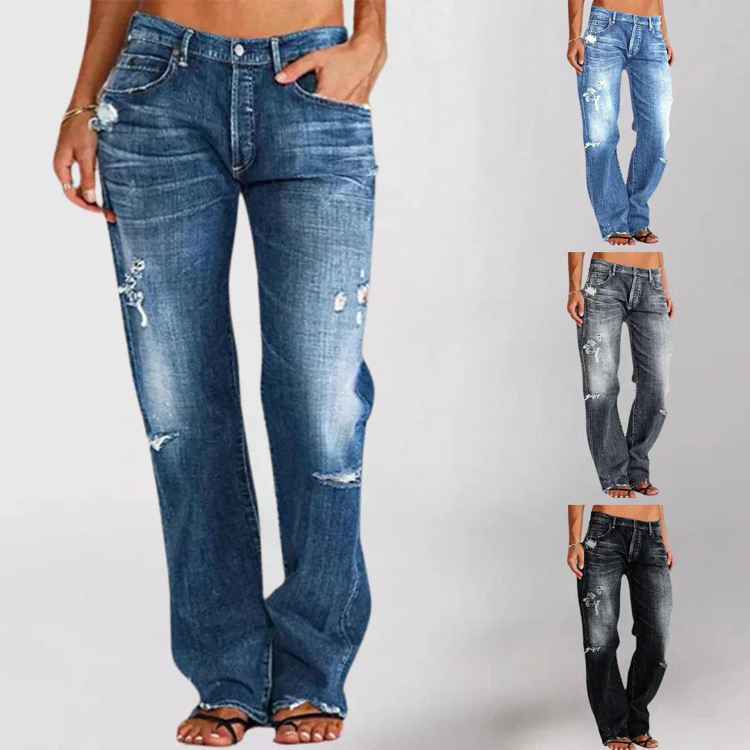 Dame Jeans Denim | Slim Fit Jeans Med Mellem Til Høj Talje | Klassisk Lommekonstruktion Til Hverdagsbrug & Fritid | Vanero