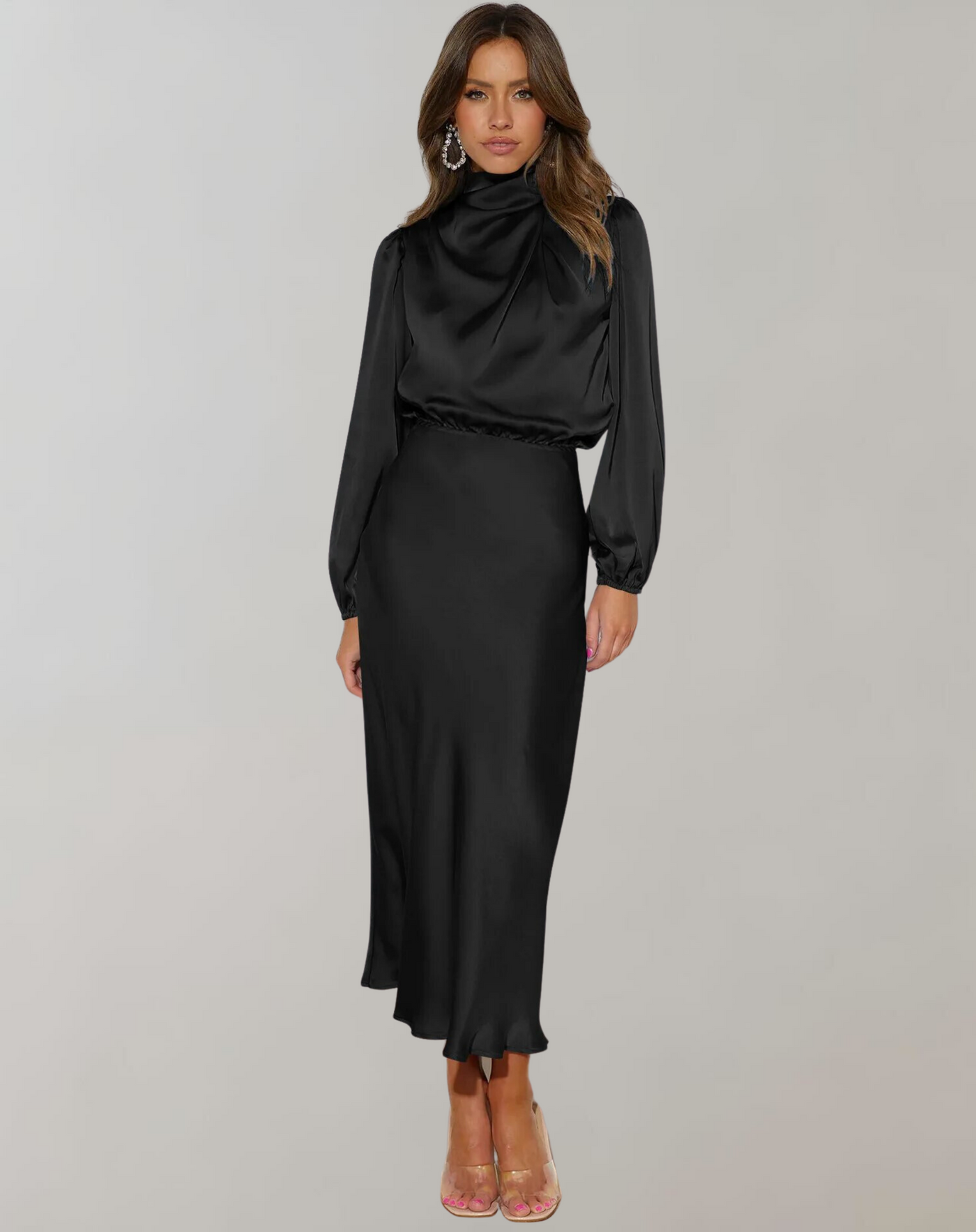 Marie | Stilfuld Satin Maxi Kjole l Vanero