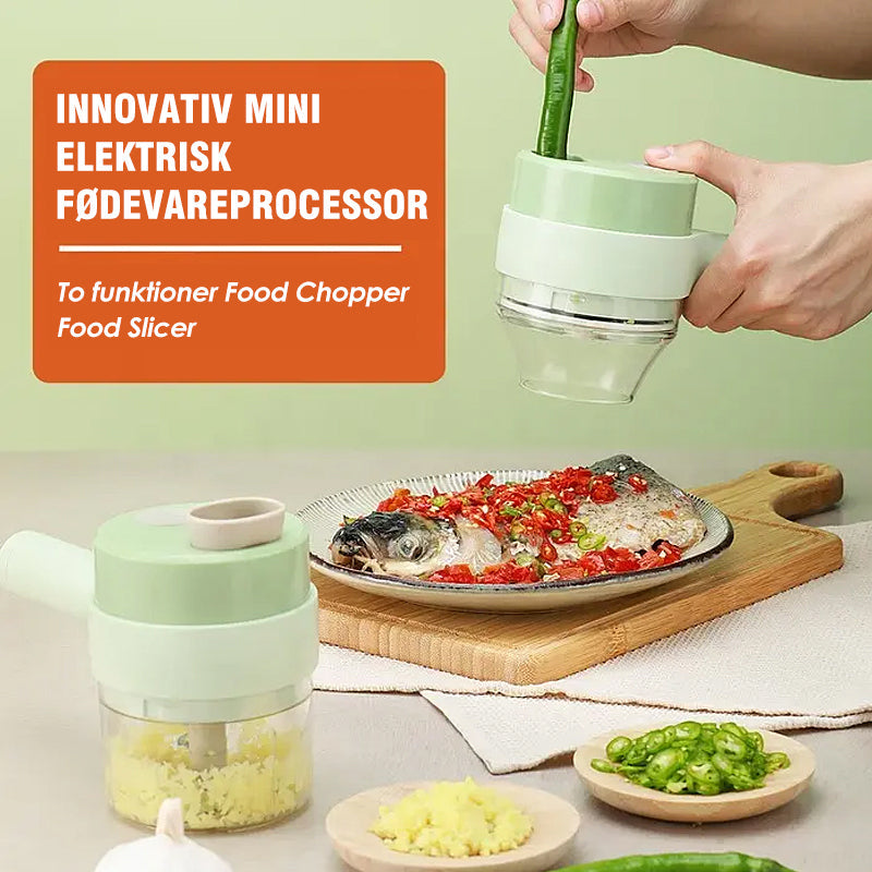 Trådløs Minihakker Med Rustfri Stålblade | USB-Genopladeligt Design På 250 ml | Tilberedning Af Grøntsager Krydderurter Og Frugt | Vanero