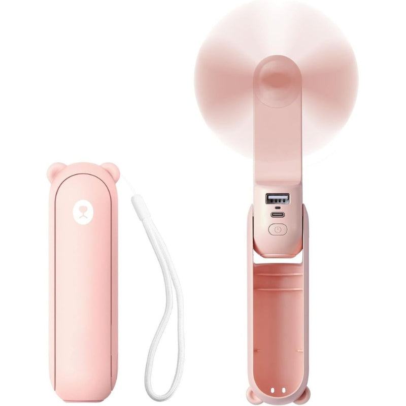 Mini Ventilator | USB Genopladelig Foldbar Mini Ventilator Med Lommelygte Og Powerbank | Bærbar Personlig Køling | Vanero