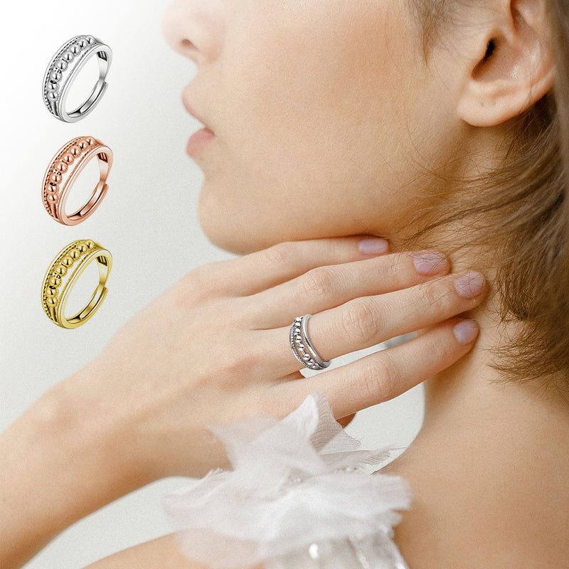 Snurrende Ring Rustfrit Stål Konstruktion | Justerbar Ring | Roterende Perledesign til Hverdagsbrug & Smykkestyling | Vanero