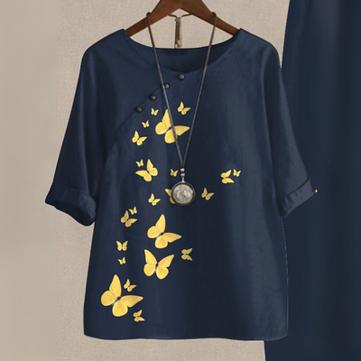 Klara | Elegant Bluse- og Buksesæt Dame | Vanero