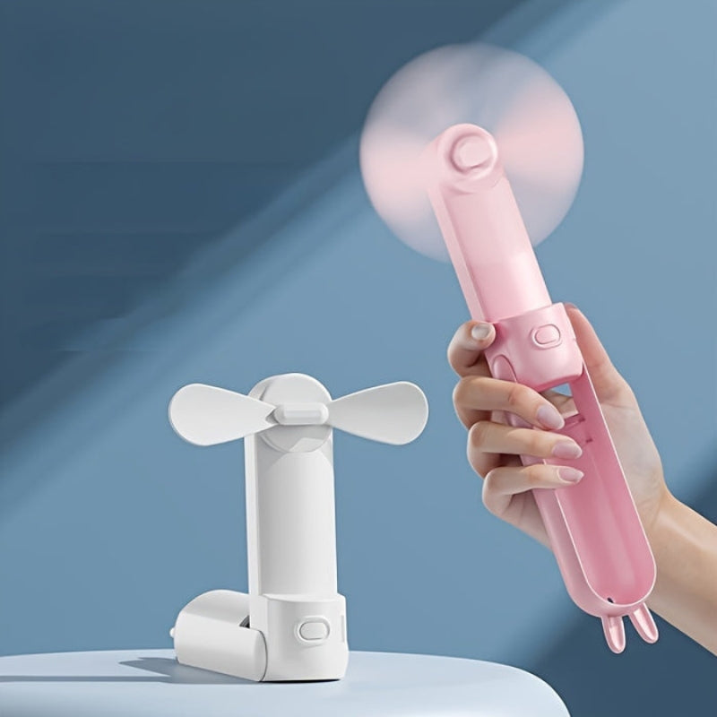 Håndholdt Ventilator | Plast 2 I 1 Genopladelig Ventilator Med Foldbar Stand | Personlig Køling | Vanero