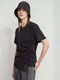 Dame V-Hals Bluse Polyesterblanding | Relaxed Fit Langærmet Top | Justerbar Snøring Til Hverdag & Arbejde | Vanero