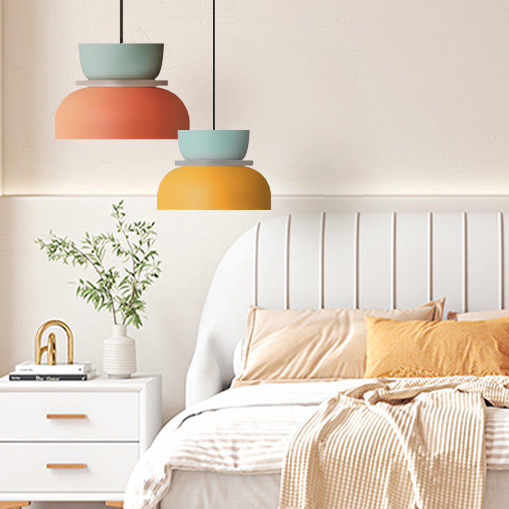Pendellampe Med Farveblokdesign | Metal Loftlampe Med E27 Fatning | Indendørs Belysning | Vanero