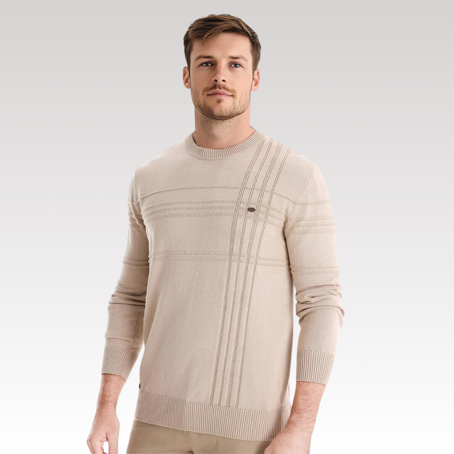 Liam Bomuld & Polyester | Tætsiddende Pasform Striktrøje | Broderede Detaljer til Daglig Brug & Kølige Dage | Vanero
