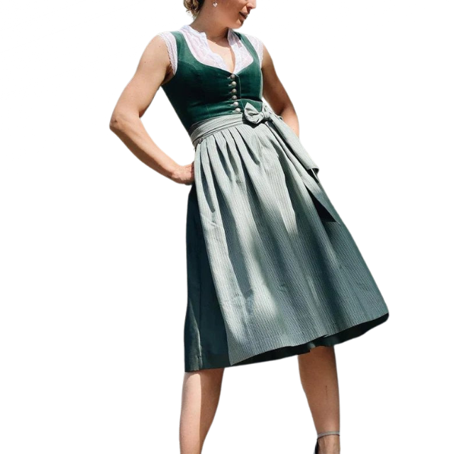 Dame Dirndl Kjole til Oktoberfest | Mieder med stribet midi-forhæng | Vanero