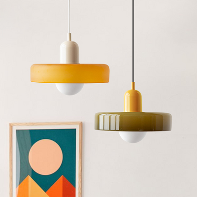 Bauhaus l Pendellampe af Farvet Glas l Vanero