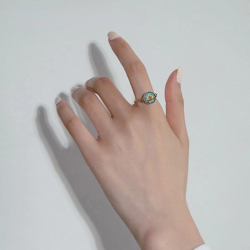 Galaktisk Serenity Legering Konstruktion | Justerbar Snurrende Ring | Roterende Galakseinspireret Design til Hverdagsbrug | Vanero