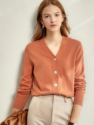 V-hals l strikket cardigan l Vanero