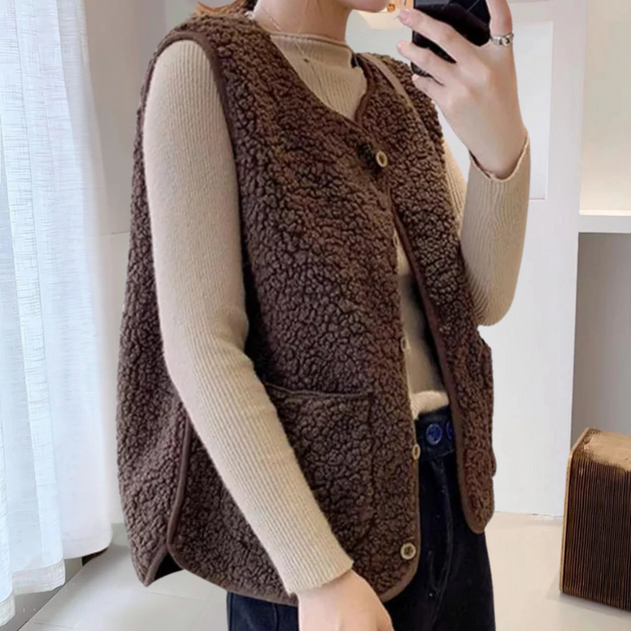Kamaya Lammuld & Bomuldsblanding | Regular Fit Cardiganvest | Lynlåslukning Med Lommer til Hverdagsbrug & Lag-På-Lag Styling | Vanero