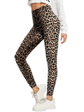 Dame Leggings Strækbart Tekstilmateriale | Højtaljede Træningsleggings | Leopardprint Design Til Træning & Hverdagsbrug | Vanero