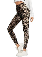 Dame Leggings Strækbart Tekstilmateriale | Højtaljede Træningsleggings | Leopardprint Design Til Træning & Hverdagsbrug | Vanero