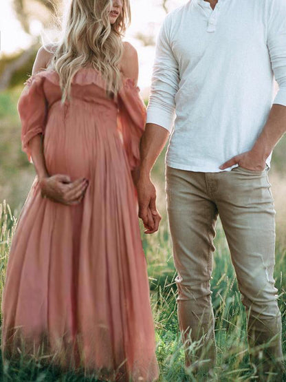 Carrie Dress | Løs maxi-barselskjole uden skulder l Vanero