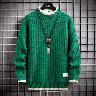 Adrian | Farveblokket Kabelstrikket Turtleneck l Vanero